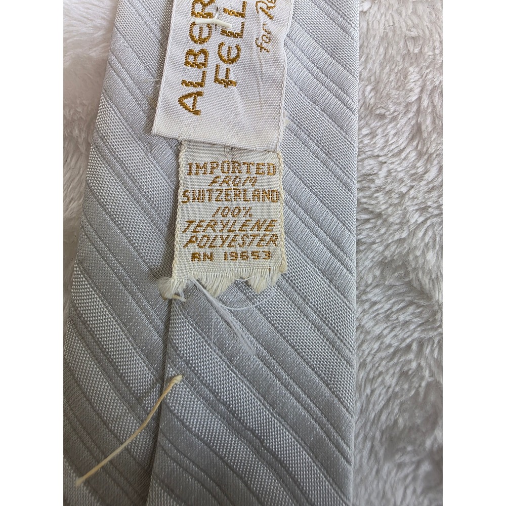 Alberto Fellini for Repello Mens Silver Grey Diagonal Ribbed Tie Switzerland - Picture 4 of 4